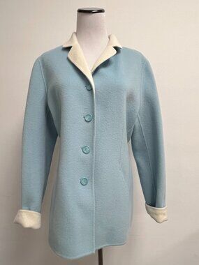 Agatha blue double face wool jacket France e44